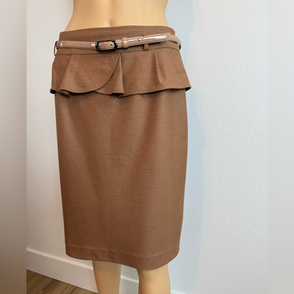 Naracamicie-90's/Y2K Vintage, Camel, Ruffle Waist, Wool, Pencil Skirt.‎ Size-3 - Picture 3 of 7